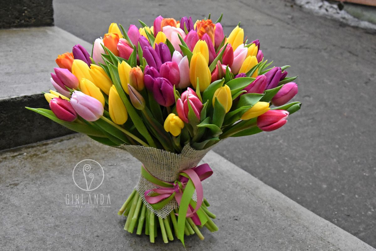 Kolorowy bukiet tulipanów